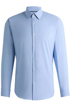 HUGO BOSS Camisa de ajuste regular em sarja elástica de desempenho