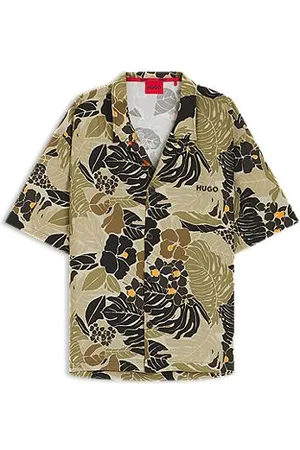 HUGO BOSS Camisa de praia de ajuste descontraído com estampado integral