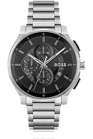HUGO BOSS Relógio cronógrafo em aço inoxidável com mostrador transparente