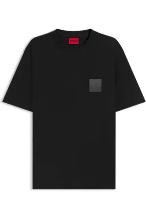 HUGO BOSS T-shirt de ajuste descontraído em algodão com logótipos divididos