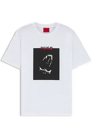 HUGO BOSS T-shirt em jersey de algodão com estampado de Dobermann