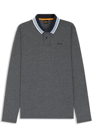 HUGO BOSS Polo em algodão piqué com colarinho às riscas