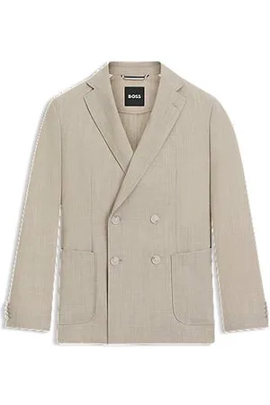 HUGO BOSS Blazer de trespasse em lã virgem com micropadrão