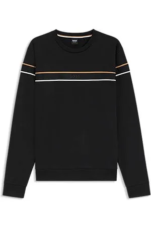 HUGO BOSS Camisola em terry de algodão com riscas de assinatura