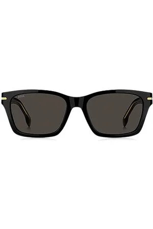 HUGO BOSS Óculos escuros em acetato preto com dobradiças douradas