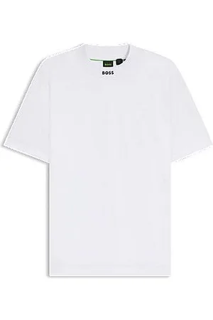 HUGO BOSS T-shirt de ajuste descontraído em algodão elástico com colarinho com logótipo