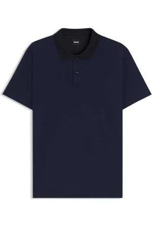 HUGO BOSS Polo em algodão mercerizado com jacquard geométrico