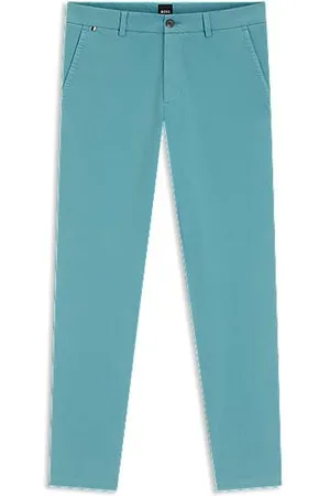 HUGO BOSS Calças de ajuste slim em sarja de algodão elástico