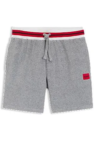 HUGO BOSS Calções em mistura de algodão e rebordos contrastantes