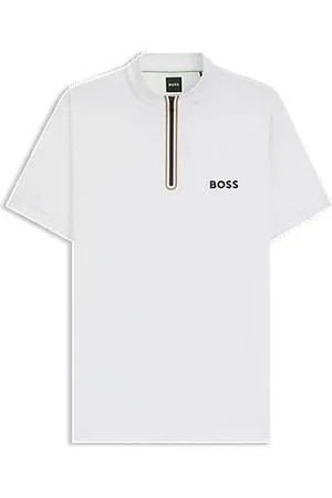 HUGO BOSS T-shirt ativa com fecho de correr em jersey de malha elástica