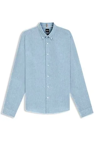 HUGO BOSS Camisa com botões de ajuste regular em linho
