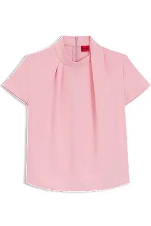 HUGO BOSS Top canelado com gola alta drapeada