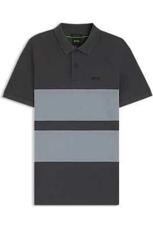 HUGO BOSS Polo de algodão piqué com riscas em bloco