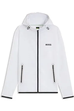 HUGO BOSS Camisola com capuz com fecho em gabardine elástica ativa com tecnologia de termorregulação