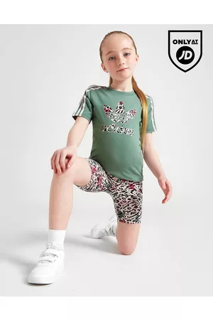 adidas Menina T-shirts & Manga Curta - Girls' Leopard T-Shirt/Cycle Shorts Set Children