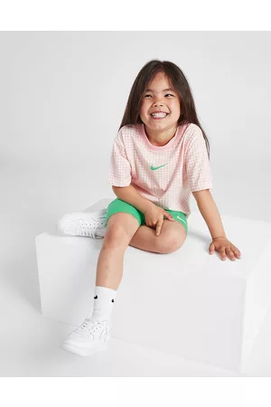 Nike Menina T-shirts & Manga Curta - Girls' Gingham T-Shirt/Cycle Shorts Set Children