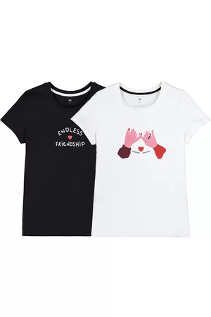 La Redoute Menina T-shirts & Manga Curta - Lote 2 T-shirts de gola redonda, com motivo à frente