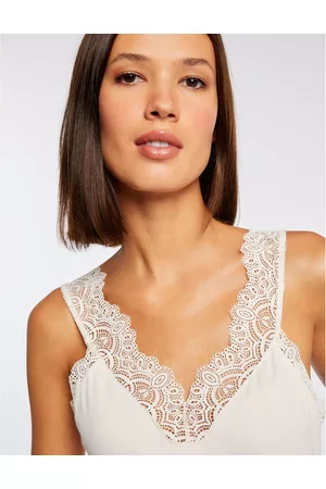 Morgan Mulher Tops de Renda - Top com decote em V, em renda, de cavas, Dnino