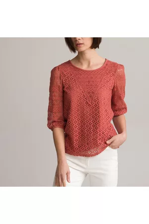 ANNE WEYBURN Mulher Malhas De gola alta - Camisola de gola redonda, em renda, mangas 3/4