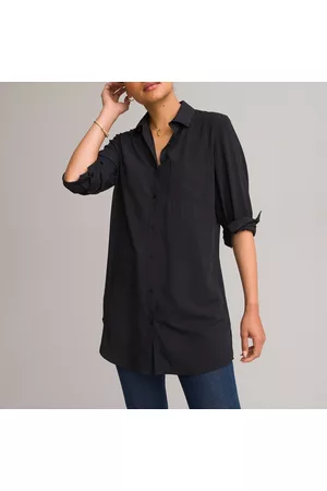 ANNE WEYBURN Mulher Tops de Renda - Túnica fluida, mangas compridas