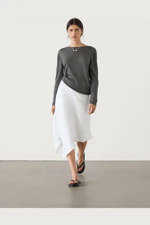 Massimo Dutti Camisola De Malha Com Decote Barco Com Fazenda