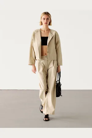 Massimo Dutti Calças Conjunto Pregas Wide Leg