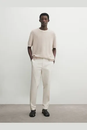 Massimo Dutti Camiseta De Malha Em Mescla De Algodão E Linho