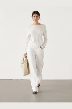 Massimo Dutti Camisola De Malha Com Decote Barco Com Fazenda