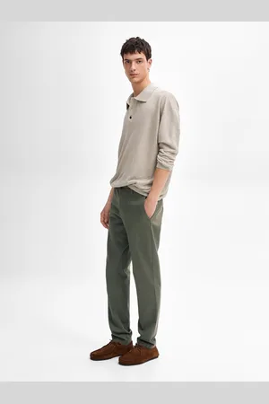 Massimo Dutti Calças Micro Canvas Slim Fit