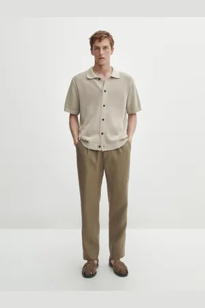 Massimo Dutti Suéter De Malha Com Manga Curta Botões