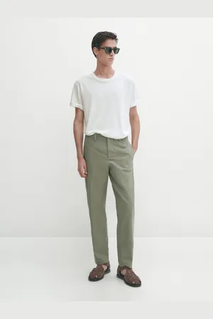 Massimo Dutti Calças Slim Fit Em Mistura De Algodão