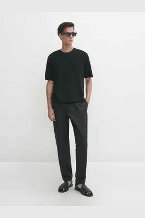 Massimo Dutti Camiseta De Malha Em Mescla De Algodão E Linho