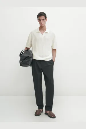 Massimo Dutti Camisola Tipo Polo Canelado Manga Curta
