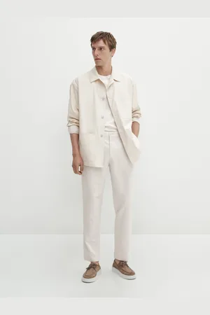 Massimo Dutti Calças Tapered Fit Com Algodão