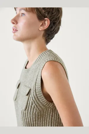 Massimo Dutti Colete De Malha Canelada Com Pormenor De Bolsos
