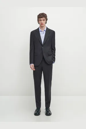 Massimo Dutti Calça De Terno Com Listra Diplomática 100% Lã