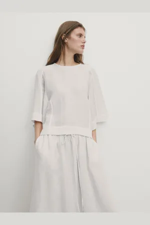 Massimo Dutti Saia 100% Linho Com Cós Com Cordão