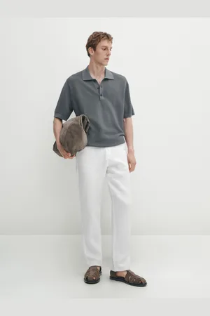 Massimo Dutti Suéter Tipo Polo Com Com Textura E Manga Curta