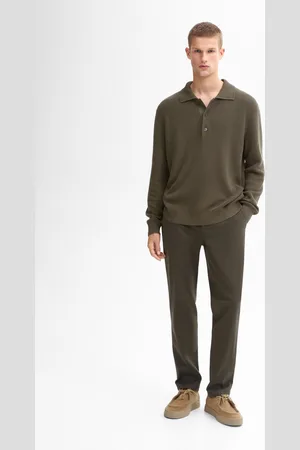 Massimo Dutti Calças Tapered Fit Em Mistura De Algodão