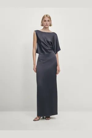 Massimo Dutti Saia Acetinada Com Aberturas Conjunto