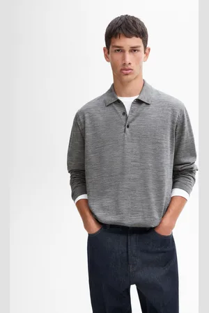 Massimo Dutti Camisola Com Gola De Polo Confecionada 100% Em Fazenda Merino