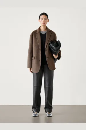 Massimo Dutti Blazer Largo Em Mistura De Fazenda