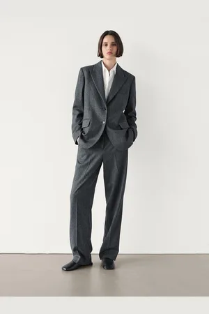 Massimo Dutti Calças De Fato Com Espiga