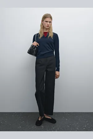 Massimo Dutti Calças Largas Sem Cós Algodão