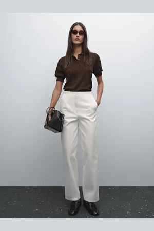 Massimo Dutti Calças Largas Sem Cós Algodão