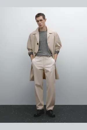 Massimo Dutti Calças Straight Fit 100% Algodão