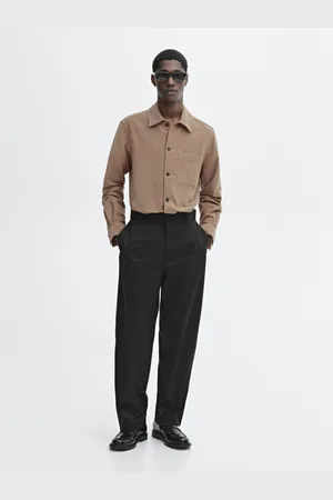 Massimo Dutti Calças Relaxed Fit De Sarja 100% Algodão