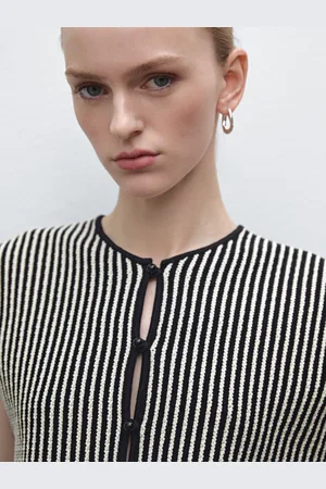 Massimo Dutti Colete De Malha Cropped Às Riscas