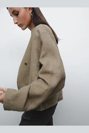 Massimo Dutti Casaco Bomber Cruzado 100% Linho