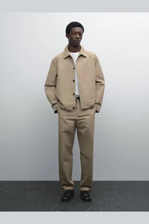 Massimo Dutti Calças Regular Fit Em Mistura De Algodão